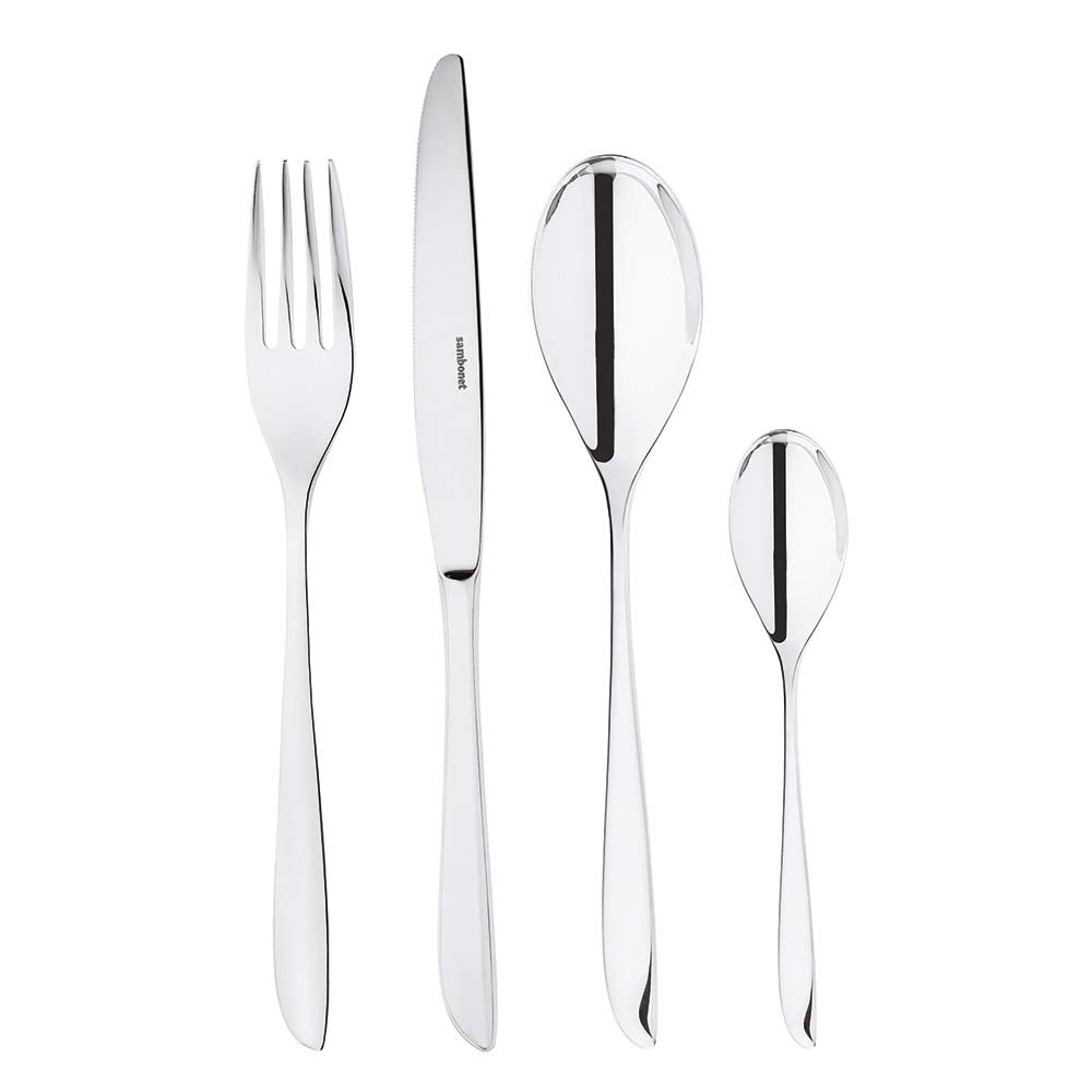 Sambonet Leaf Besteck, Edelstahl, Grau, Set 6 personen-24 teilig, 24 Set 6 personen - 24 teilig, Set