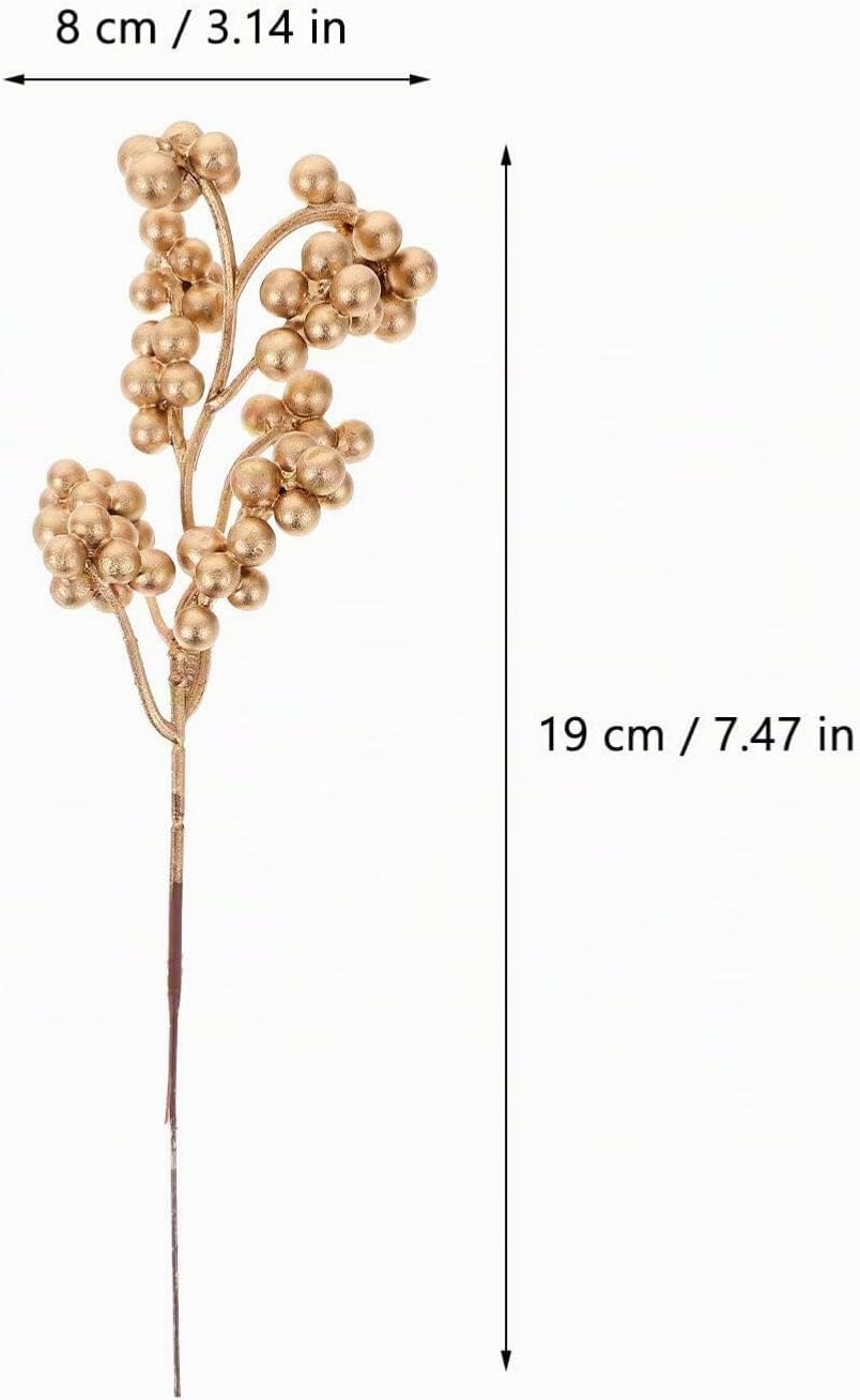 Ciieeo 12 Stück Künstliche Beerenstiele Zweige Goldene Weihnachtsbeeren Dekorationen Gefälschte Burg