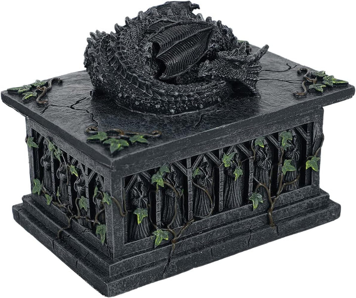Nemesis Now NOW102 Drachen-Tarotbox, Kunstharz, 18 cm, Schwarz 18 cm Schwarz, 18 cm Schwarz