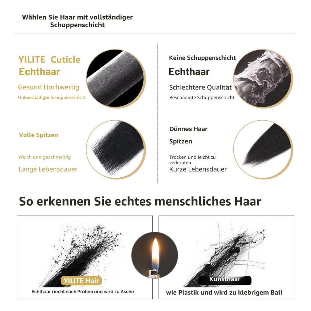 YILITE Clip in Extensions Echthaar 40cm 100% Echthaar Extensions Clip 16 Zoll 8 Stück 120g Unsichtba