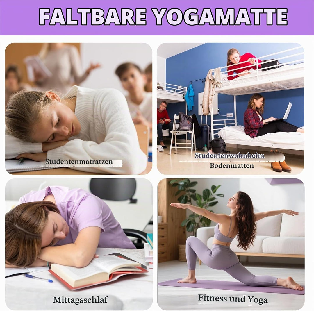 Faltbare Yogamatte rutschfest Gymnastikmatte Fitnessmatte