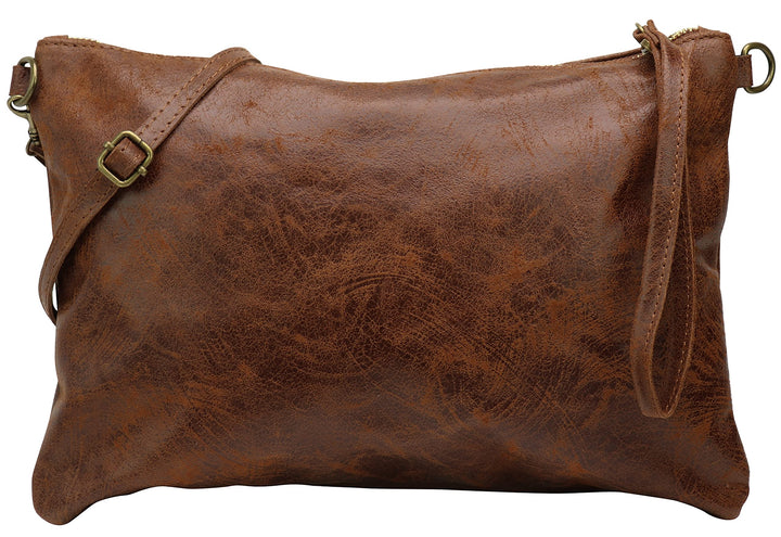 SH Leder Echtleder Umhängetasche Clutch im vintage look mittelgross Tasche Abendtasche 33x22cm Clara