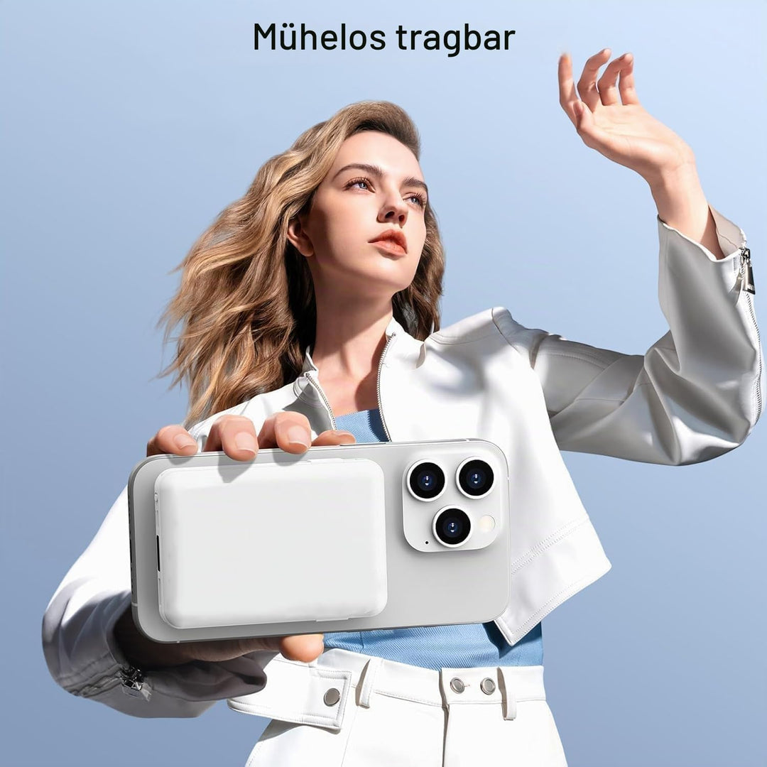 Magnetische Power Bank 5000mAh für iPhone, 15W USB C Drahtloses Schnelladen