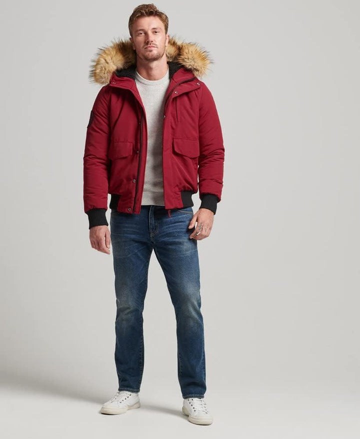 Superdry Herren Everest Bomberjacke L dunkelrot, L Tiefes Rot