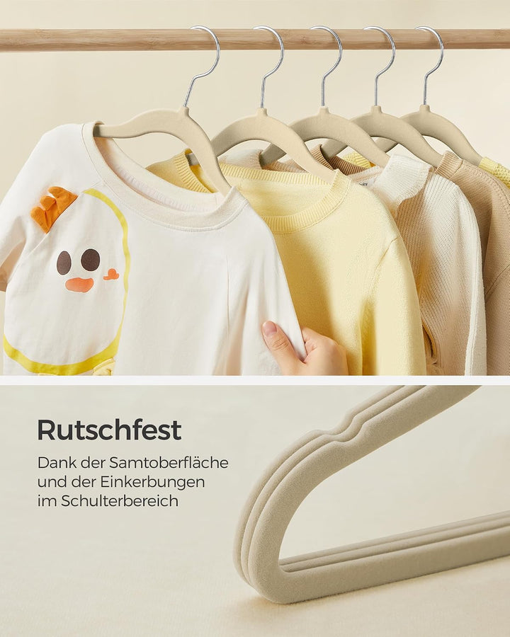 SONGMICS Kinderkleiderbügel, 50er Set Kleiderbügel Kinder, Baby-Kleiderbügel, Bügel Samt, 360° drehb