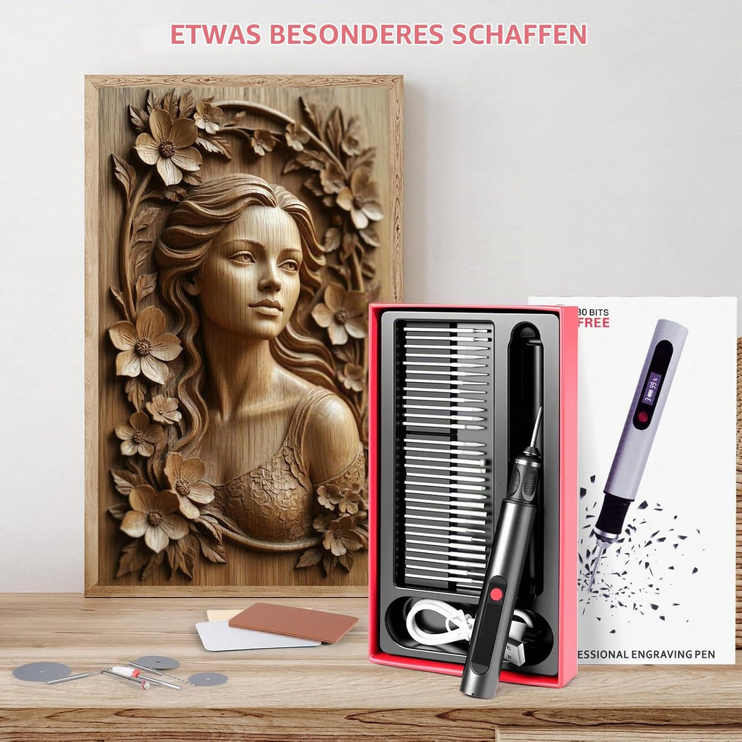 Customizer Gravierstift Set kabellos, wiederaufladbarer Customizer Engraving Pen mit 3 Geschwindigke