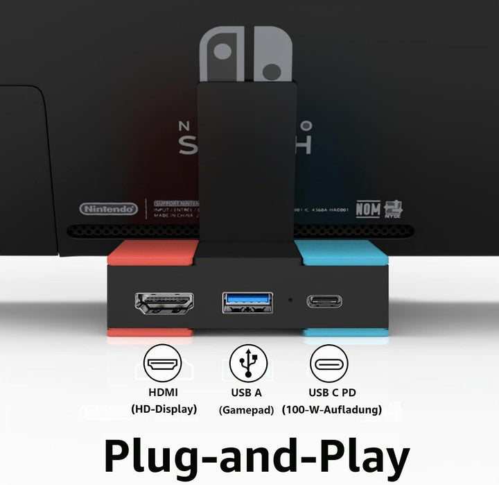 Switch TV Dock,Docking Station für Nintendo Switch/Switch OLED, Faltbare Typ C zu HDMI Adapter Switc