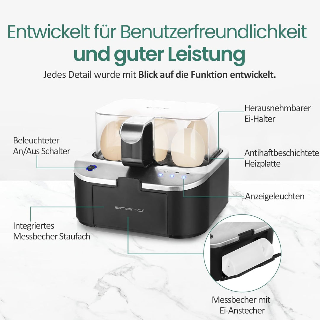 EMERIO sprechender Eierkocher SIEGER Preis/Leistung NEUHEIT kocht alle drei Garstufen [weich|mittel|