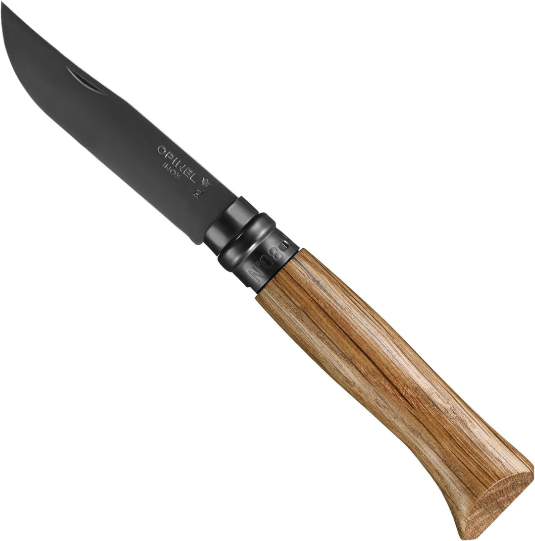 N°08 roble "black" edicion acero inoxidable con lama negra mango de roble