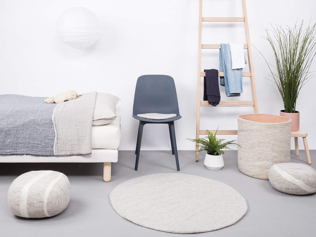 myfelt Béla Filzteppich — Ø 90 cm, ideal für Schlaf-, Wohn-, Kinderzimmer, Flur &amp; Bad Beige 90cm Ø,