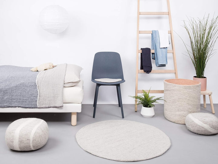 myfelt Béla Filzteppich — Ø 90 cm, ideal für Schlaf-, Wohn-, Kinderzimmer, Flur &amp; Bad Beige 90cm Ø,