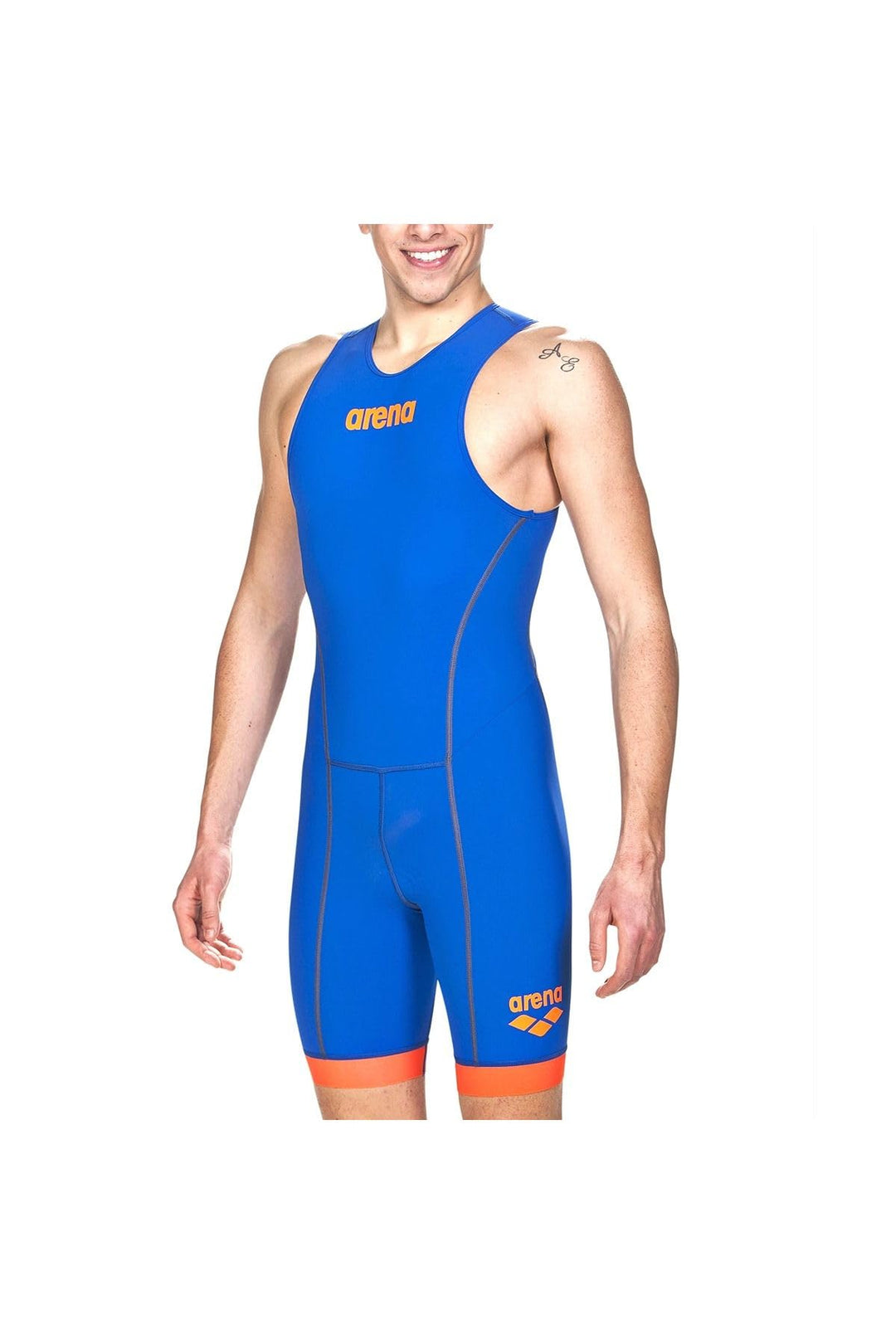 Arena Herren Trisuit St 2.0 Badeanzug mit Reissverschluss hinten Royal/Orange XS, Royal/Orange XS