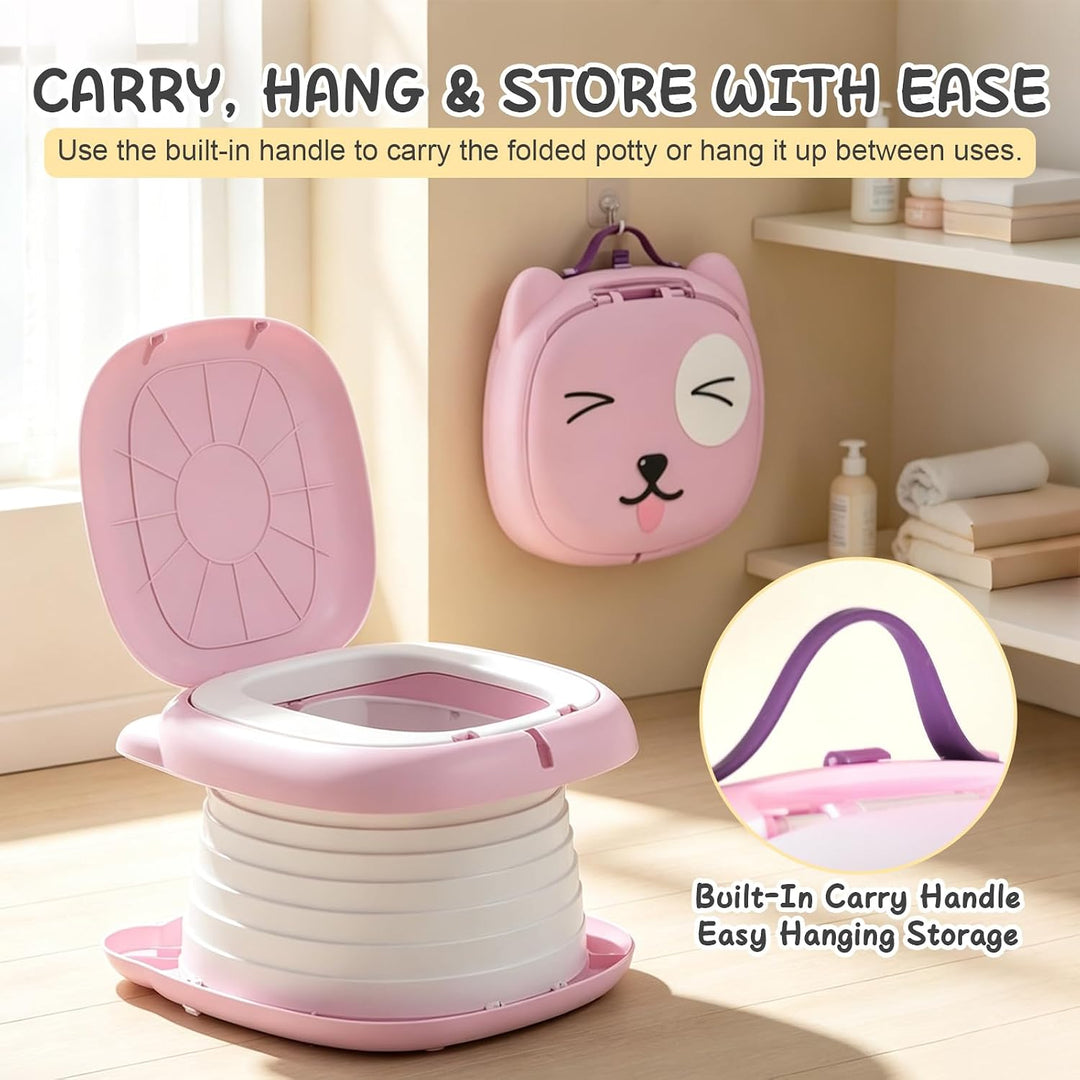 Faltbares Töpfchen für Kinder - Reisetoilette Kinder Rosa, Rosa