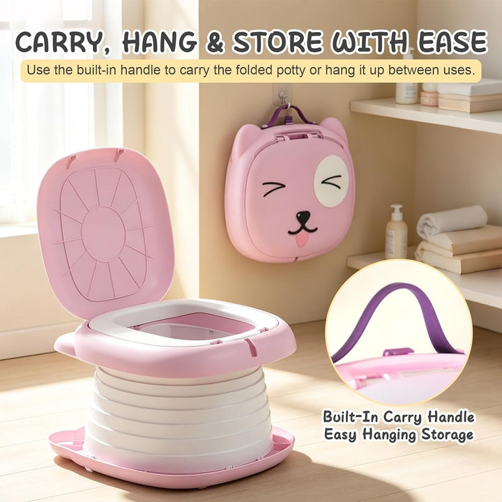 Faltbares Töpfchen für Kinder - Reisetoilette Kinder Rosa, Rosa