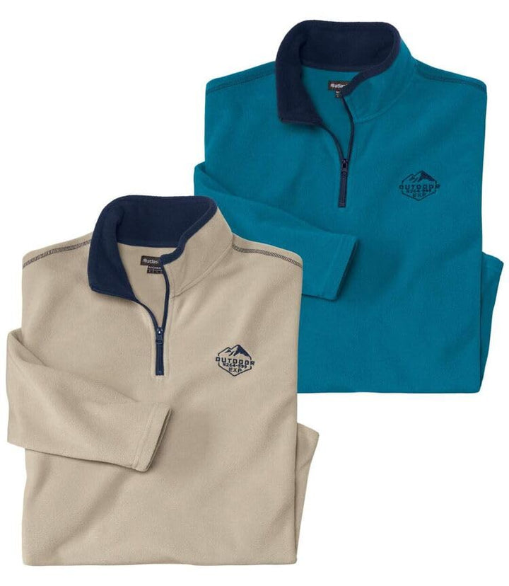ATLAS FOR MEN - 2er-Pack Microfleece-Pullover - Fleecepullover Herren - Fleece Herren - Fleece Pullo