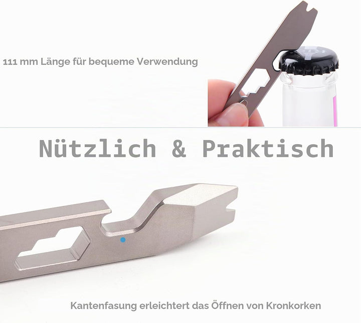 Hamans EDC Brecheisen Flaschenöffner Titan EDC Brechstange Getriebe 10-in-1 Mutitool mit Clip CM Uni