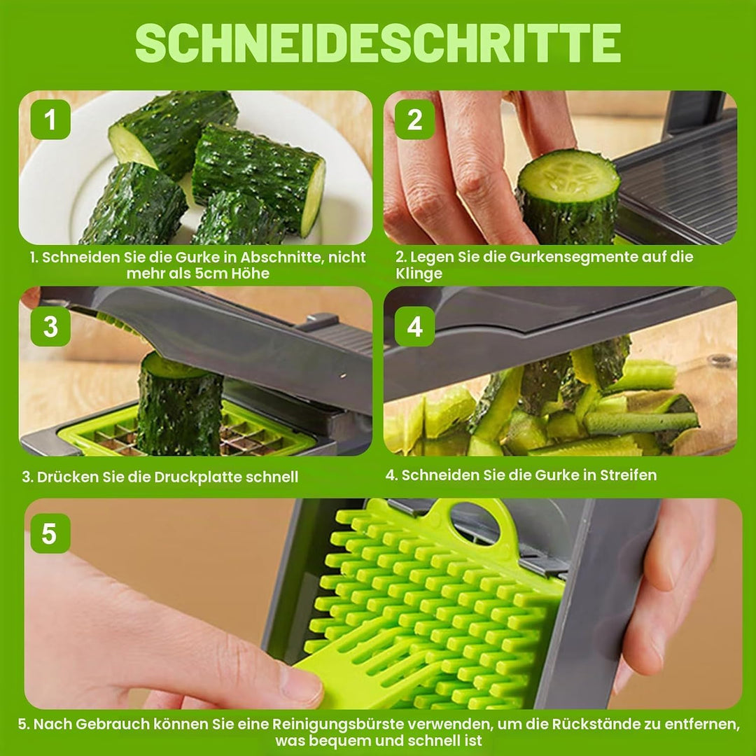 16-in-1 Gemüse Schneider, Gemüseschneider Mandoline Gemüsehobel – Multifunktionaler Küchenzerkleiner