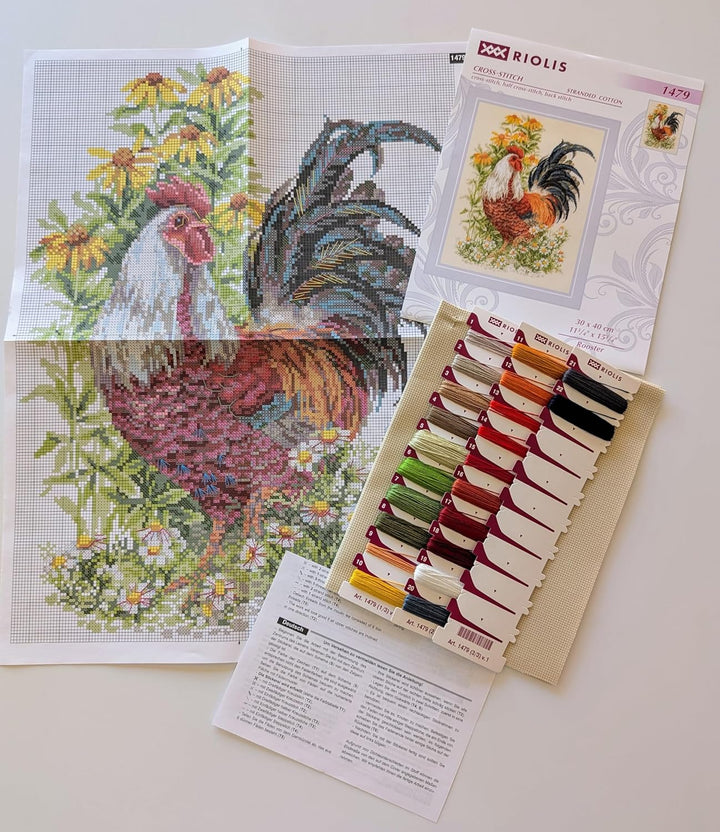 Riolis Stickbild-Set, Motiv Hahn, Kreuzstich, Mittel