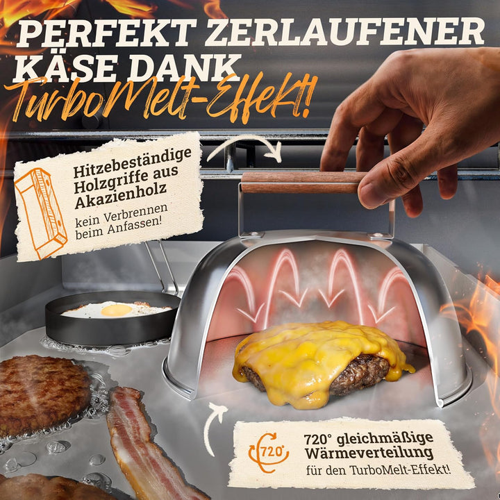 LIKAYA [BUNDLE] Plancha Edelstahl Grillplatte [40x40cm] + Burger Master Set – 4x Grillspachtel, 2x B