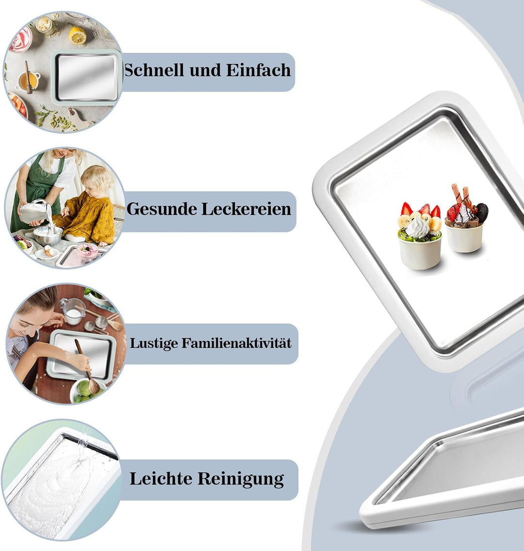 Eisplatte Eis Rolls zum Eis Machen DIY, Ice Cream Machine rolls maker mit 2 Spateln, Gelato Rollmasc