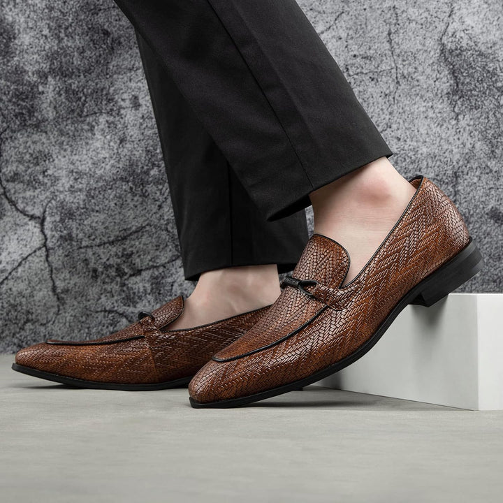 MEIJIANA Herren Mokassins Herren Elegante Schuhe Herren Casual Slip on Anzugschuhe 43 EU Braun 02, 4