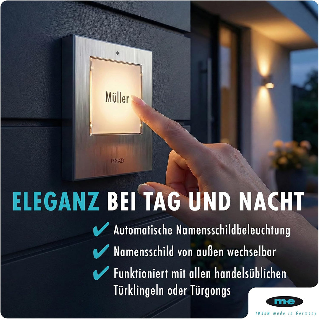 m-e BELL-5016 EG Funkklingel Edelstahl gebürstet 1 Taster &amp; 230V Empfänger Edelstahl Gebürstet / Wei