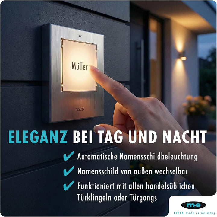 m-e BELL-5016 EG Funkklingel Edelstahl gebürstet 1 Taster &amp; 230V Empfänger Edelstahl Gebürstet / Wei
