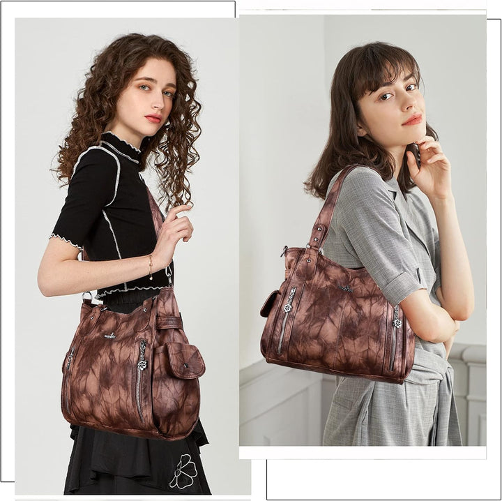 ZOCAI AngelKiss Handtasche Damen Schultertasche Multifunktionale Umhängetaschen Gewaschenes Veganes