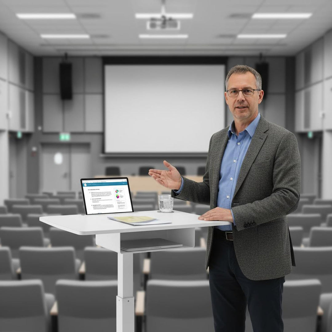 Maclean MC-903 Höhenverstellbarer Laptoptisch mit Rollen und mit Einer Schublade Sitz-steh-Schreibti