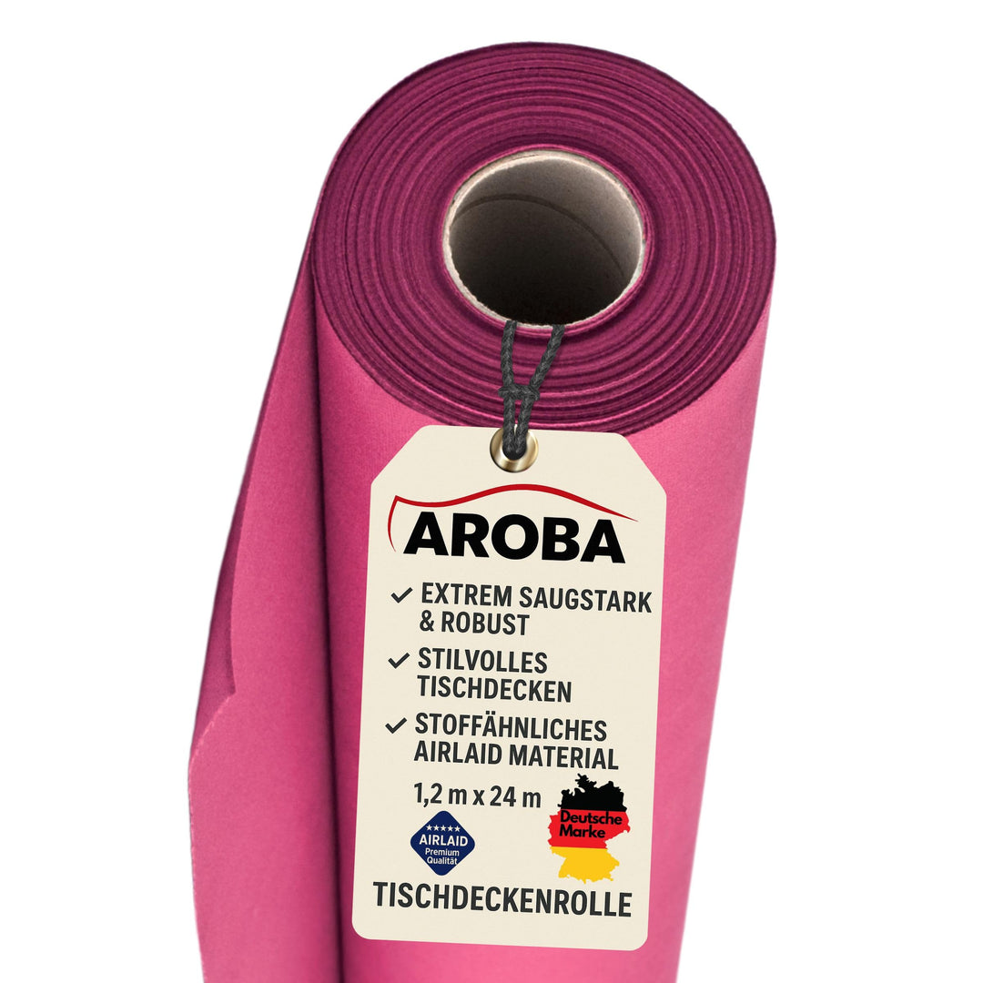 AROBA 1x Airlaid Tischdeckenrolle (Fuchsia, 1,2 m x 24 m) - Stoffähnliche Tischdecke - Hochwertige T