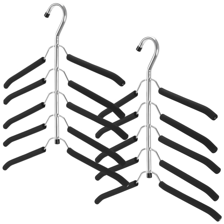 2 Stück Mehrlagiger Kleiderbügel 5 in 1, Mehrfach Kleiderbügel Platzsparend Metall Schwarz, Hosenbüg