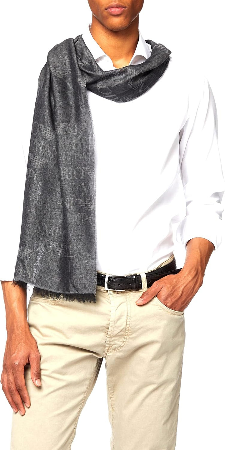 Emporio Armani Sciarpa Scarf 625010 2R304 00345 Grey Logo - cm. 47 x 190 ..