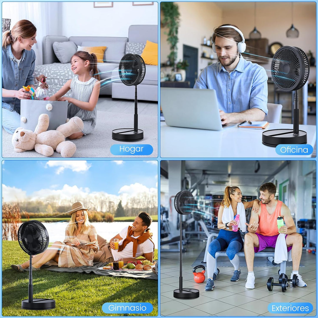 LIPETY Tragbarer Faltbarer Oszillierender Klein Ventilator Akku Aufladbar USB C Tischventilator mit