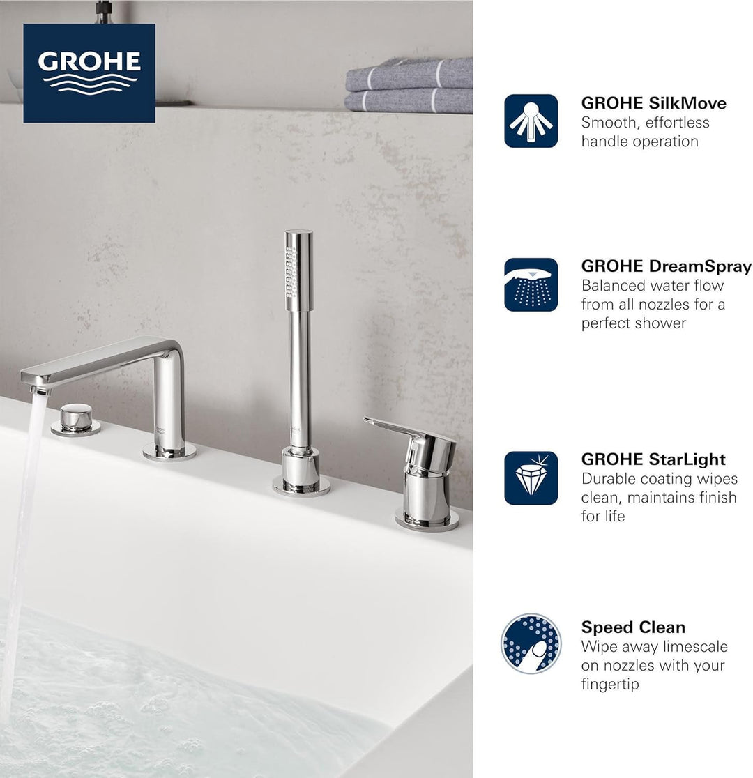 GROHE Lineare - 4-Loch-Einhand-Wannenkombination (Umstellung Wanne/Brause, mit Temperaturbegrenzer,