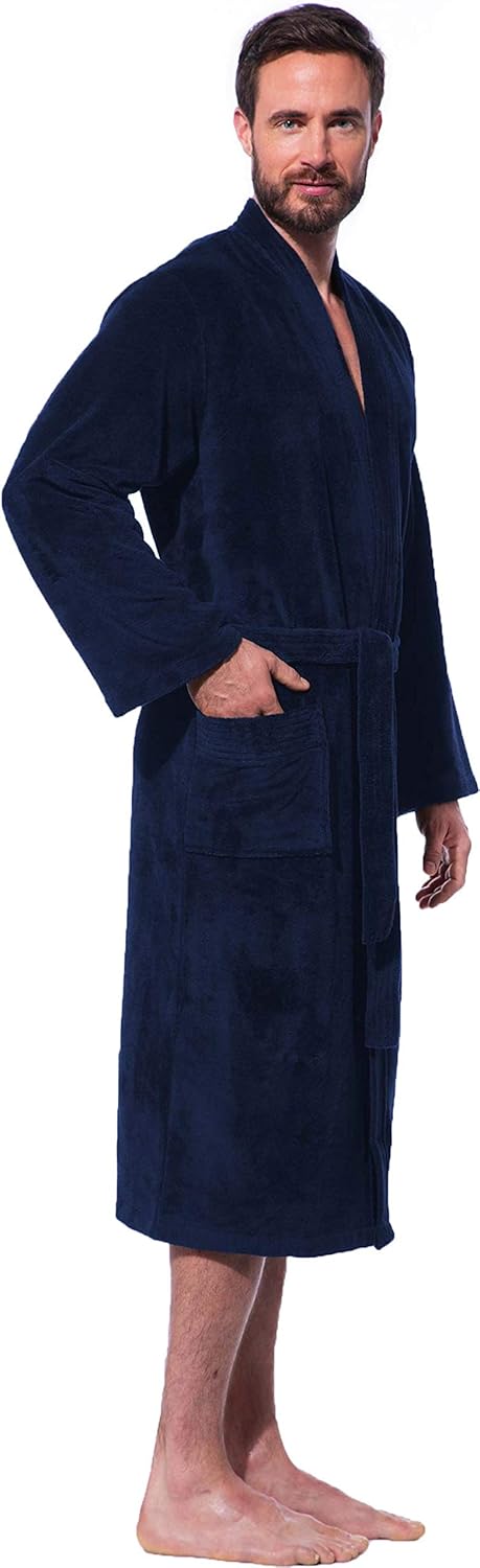 Morgenstern Kimono Bademantel Adam für Herren wadenlang XL Nachtblau, XL Nachtblau