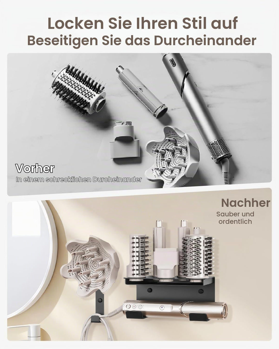 Fön Halterung Shark Hairstyler Wandhalterung Kompatibel mit Shark Flex Style Hair 6 in 1 HD430 HD435