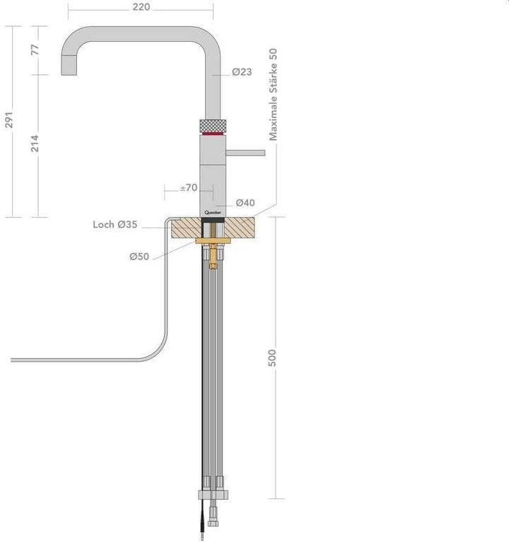 Quooker PRO3-VAQ B &amp; CUBE Fusion Square RVS Edelstahl Sprudel-/Kochendwasserhahn