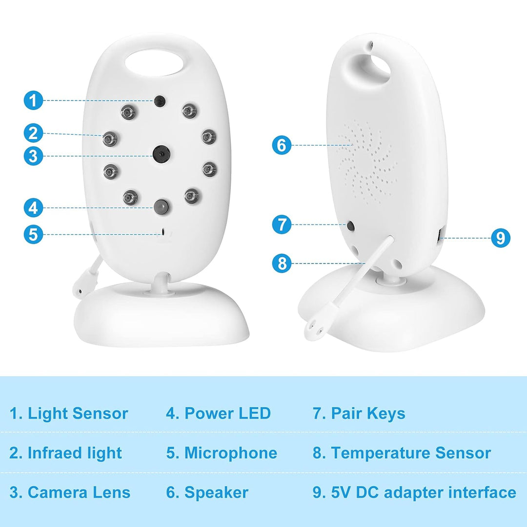 Babyphone Wireless Live Kamera Babyphone 2.4GHZ mit 2-Wege Audio/2"LCD-Bildschirm/Baby Haustier Vide