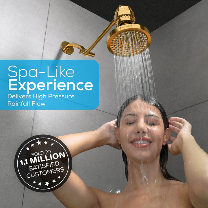 SparkPod Fixed Shower Head - High Pressure Rain - Luxury Modern Look - Easy Tool Free Installation -