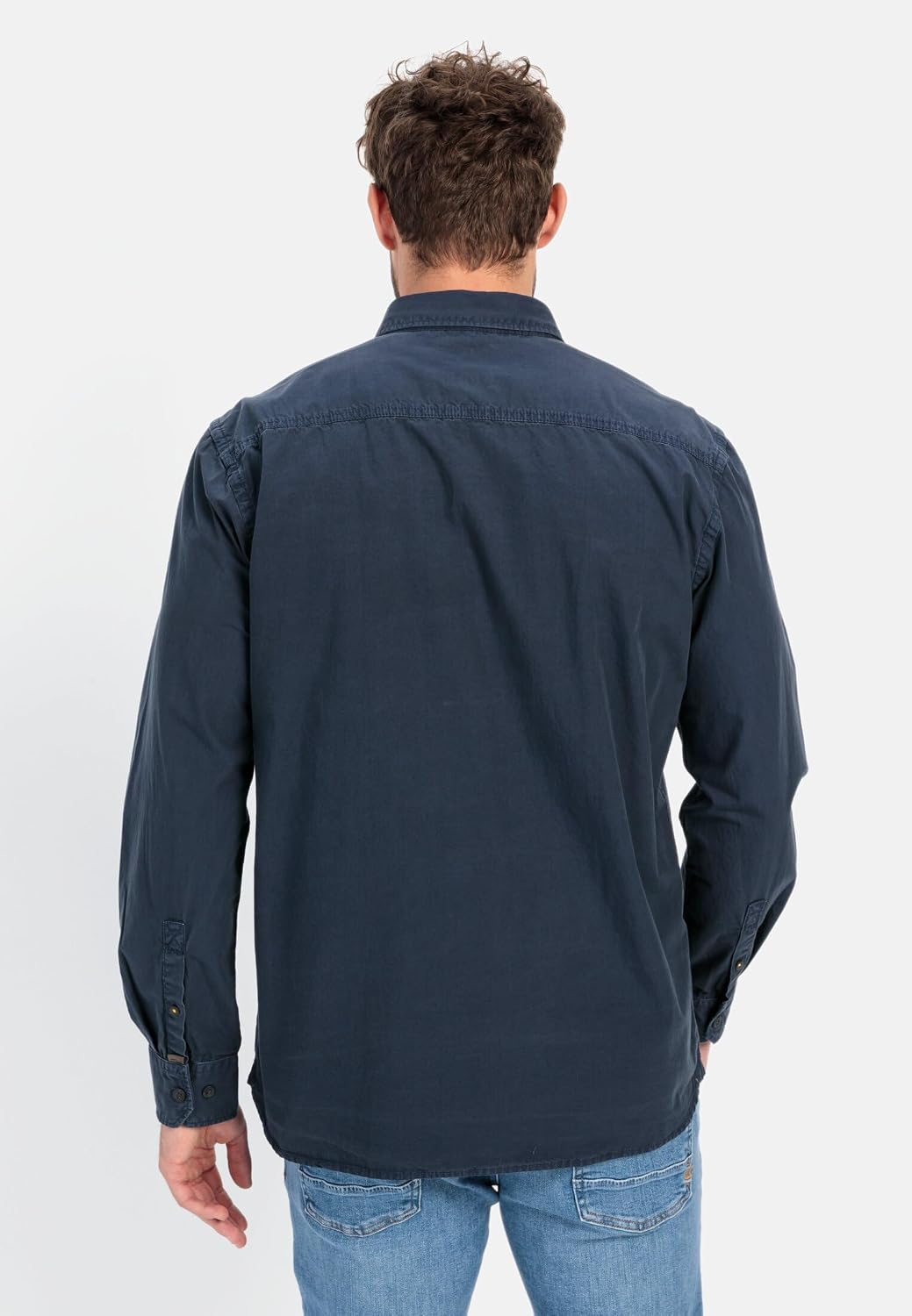 camel active Herren Langarmhemd aus Baumwolle M Dunkelblau, M Dunkelblau