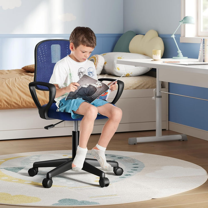Klihome Schreibtischstuhl Kinder, Bürostuhl ergonomisch, Drehstuhl mit Rollen Armlehnen, Kinderdrehs