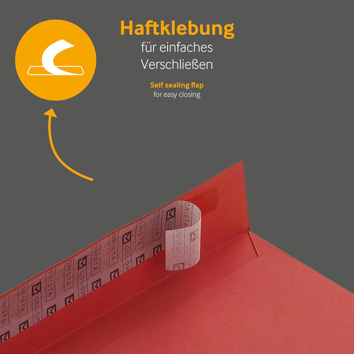 100 Stück, Farbige Briefumschläge, DIN C6, Haftklebung mit Abziehstreifen, Gerade Klappe, 130 g/qm C