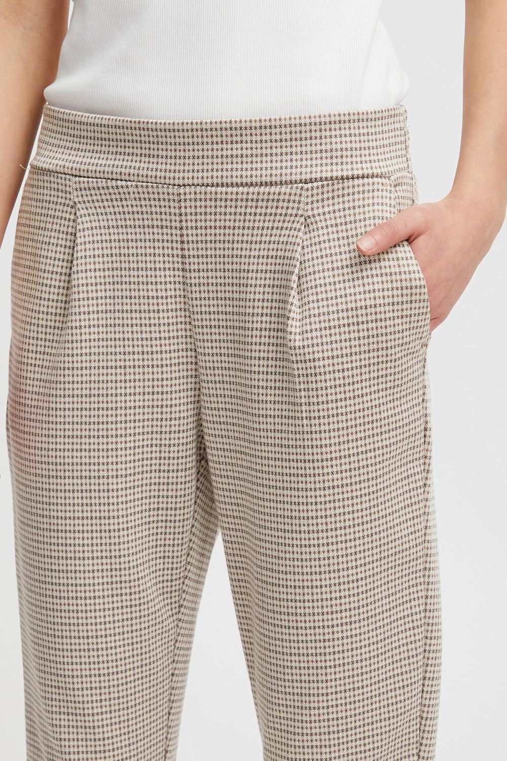 ICHI IHKATE Cameleon PA Damen Hose Stoffhose mit Stretch Enger Schnitt Elastikbund S Sandshell (1309