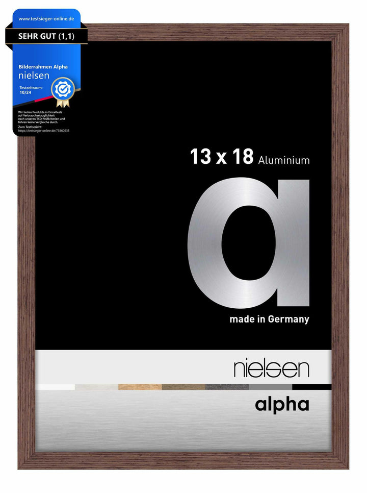 nielsen Aluminium Bilderrahmen Alpha, 13x18 cm, Wengé Hell Wengé Hell 13 x 18 cm, Wengé Hell 13 x 18