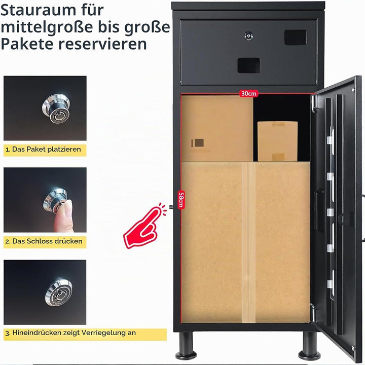 paketbox draussen gross xxl mit postbox Black/Grey, Black/Grey