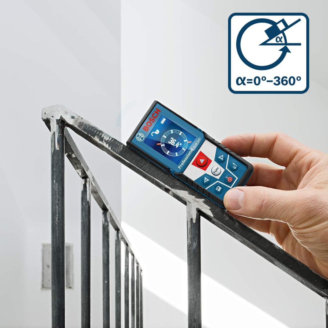 Bosch Laser Entfernungsmesser GLM 500 (Arbeitsbereich: 0,05–50 m, Neigungswinkel: 0–360°, Messgenaui