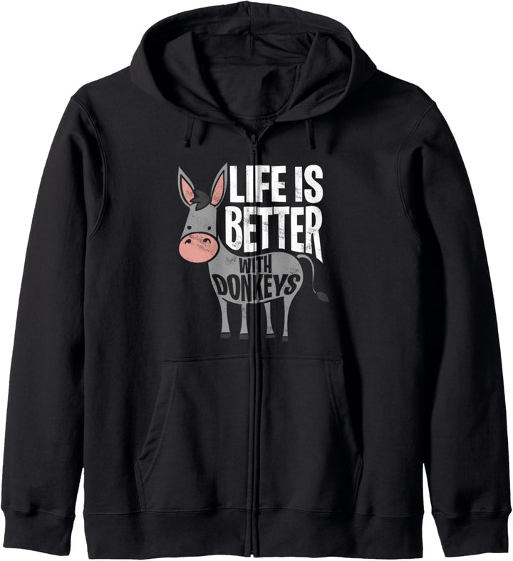 Life Is Better With Donkeys - Lustiger Esel Kapuzenjacke