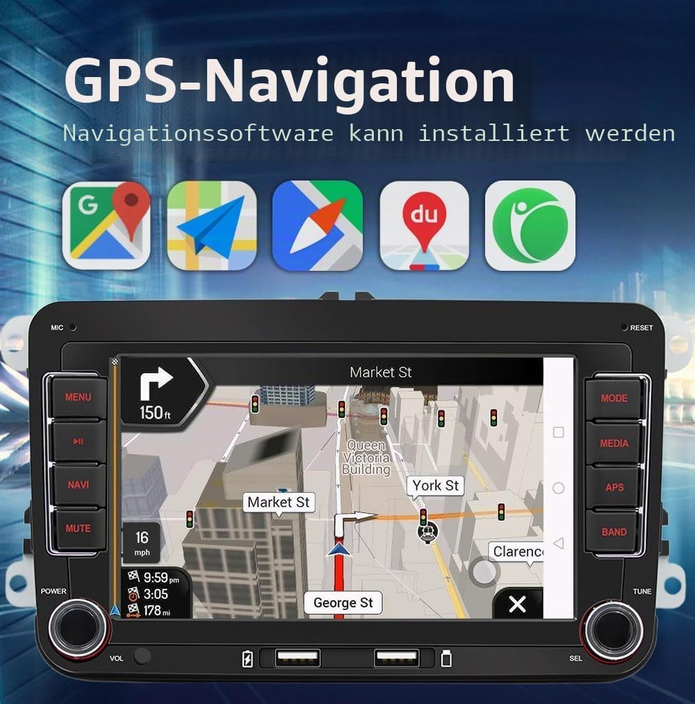 Android Autoradio mit Bildschirm+Bremslicht Rückfahrkamera für VW Multivan V T5 Transporter IV V,7 Z
