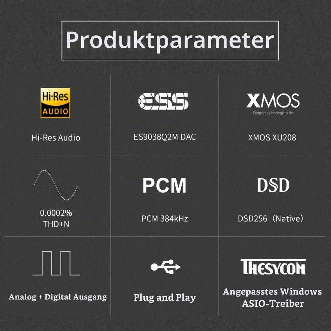 TOPPING D10s DAC Mini USB DAC XMOS XU208 ES9038Q2M DSD256 PCM 384 kHz Hochauflösender Audio-Desktop-