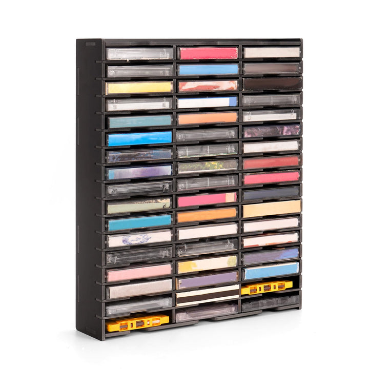 Krafetto Kassettenregal für 51 MC-Kassetten, Sammler-Display, Schwarz Ctr-001-schwarz, Ctr-001-schwa